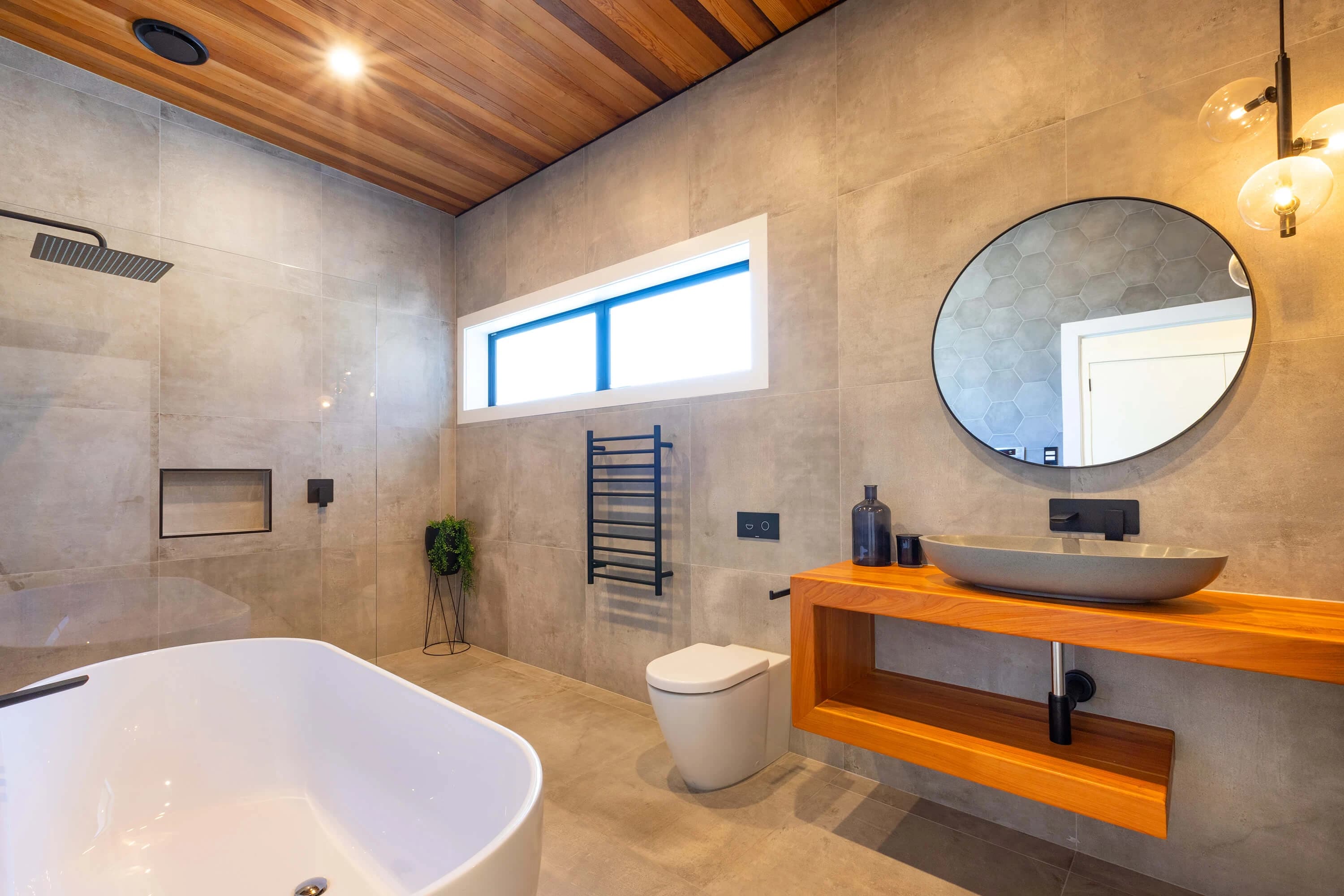Bathroom interior with high-quality finishes and custom detailing